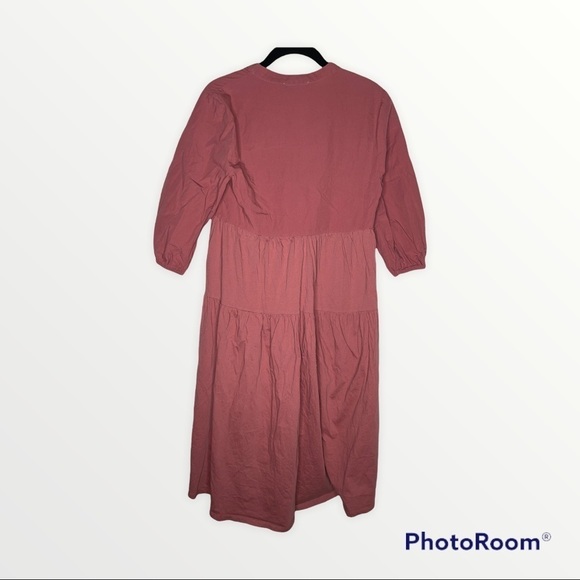 ZARA Mauve Contrast Tiered Midi Contrast Dress Blogger Favorite, Size Small - Picture 6 of 6
